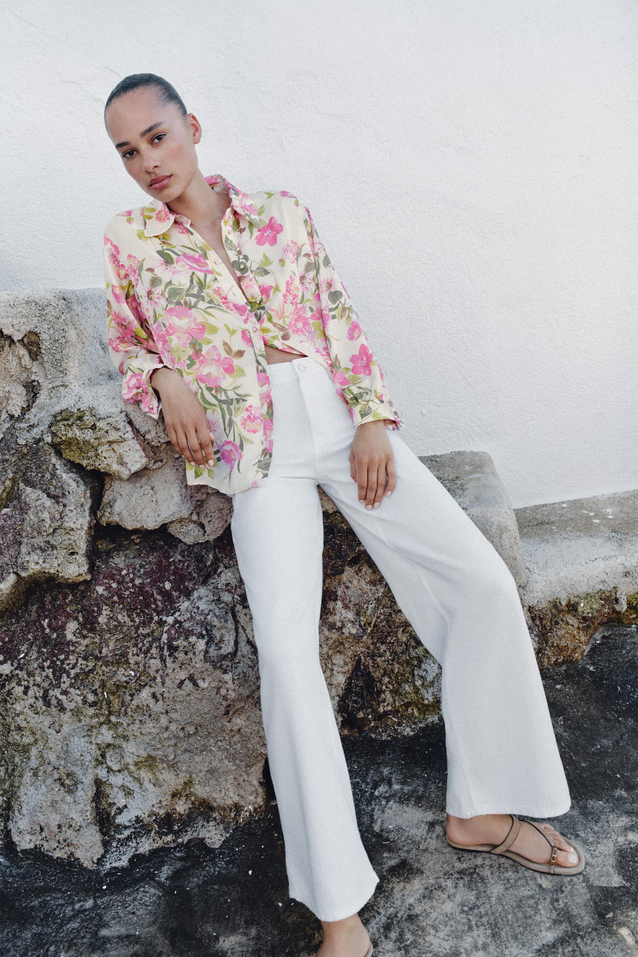 FLORAL PRINT SATIN EFFECT SHIRT